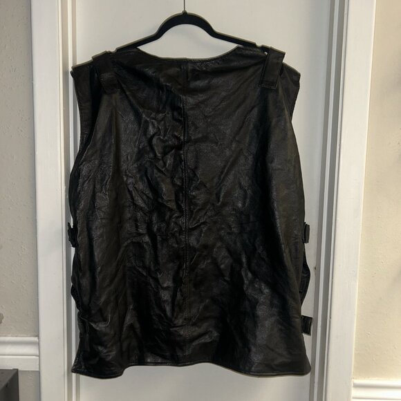 John Bernthal Punisher Season 2 Black Real Leather Cosplay Motorcycle Vest 5 XL - Picture 6 of 8